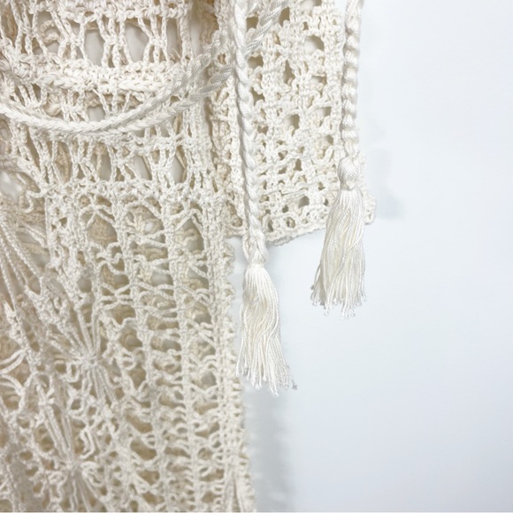 Anna Kosturova Handmade Crochet Knit Long Sleeve Maxi Dress Size Small NWT Cream - Picture 9 of 12